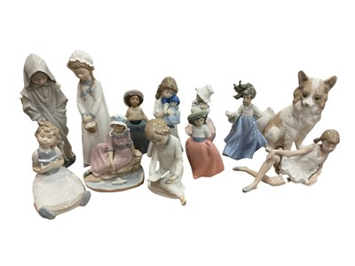 Lot 2355 - Group of Nao porcelain figures together with a dog