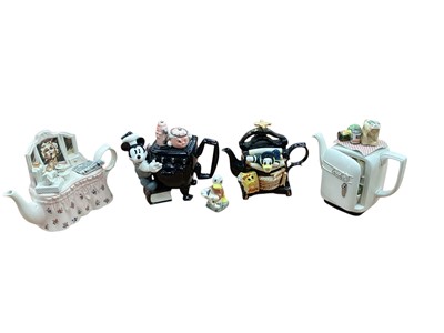 Lot 2361 - Seven Paul Cardew limited edition novelty teapots including Disney Showcase Mickey Stove and Donald in a Mangle, all boxed