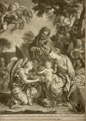 Lot 172 - 18th century mezzotint, Rest on the Flight into Egypt, John Smith after Chiari, on laid paper, 40cm x 29cm, unframed
