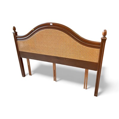 Lot 5400 - Contempory mahogany double headboard with canework panel 168cm wide, 121cm high