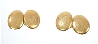 Lot 570 - Pair late Victorian yellow metal cufflinks,...