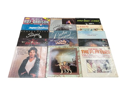 Lot 2761 - Two boxes of LP records featuring Bruce Springsteen, Beatles, Beach Boys, Barbara Streisand, Gladys Knight, Dire Straits, Musicals, Helen Reddy, Lou Rawls, Billy Joel, Christmas soundtracks, Que...