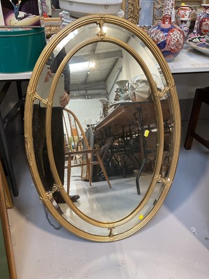 Lot 5269 - Edwardian oval gilt framed bevelled wall mirror 94 x 63cm