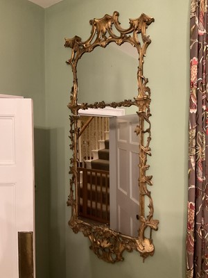 Lot 1280 - Good large George III two plate wall mirror in rococo pierced shaped rectangular frame