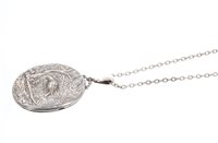 Lot 573 - Victorian Silverer oval locket with embossed...