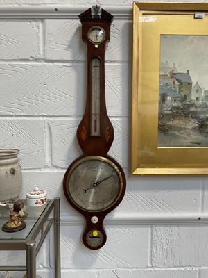Lot 5169 - 19th century banjo barometer in inlaid mahogany case
