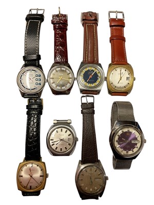 Lot 309 - Group of eight vintage wristwatches to include HMT Pilot and HMT Chirag, two Cronel, two Rone and two Urika