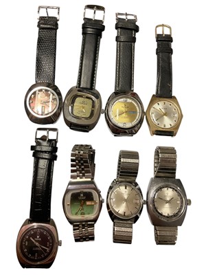 Lot 310 - Group of eight mostly 1970s wristwatches to an Omax Crystal automatic, two other Omax watches, Benrus automatic, Nino, Ricoh auotmatic, Hanowa auotmatic and Services stainless steel watch