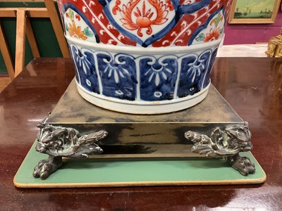 Lot 24 - Pair of Japanese Imari table lamps with shades