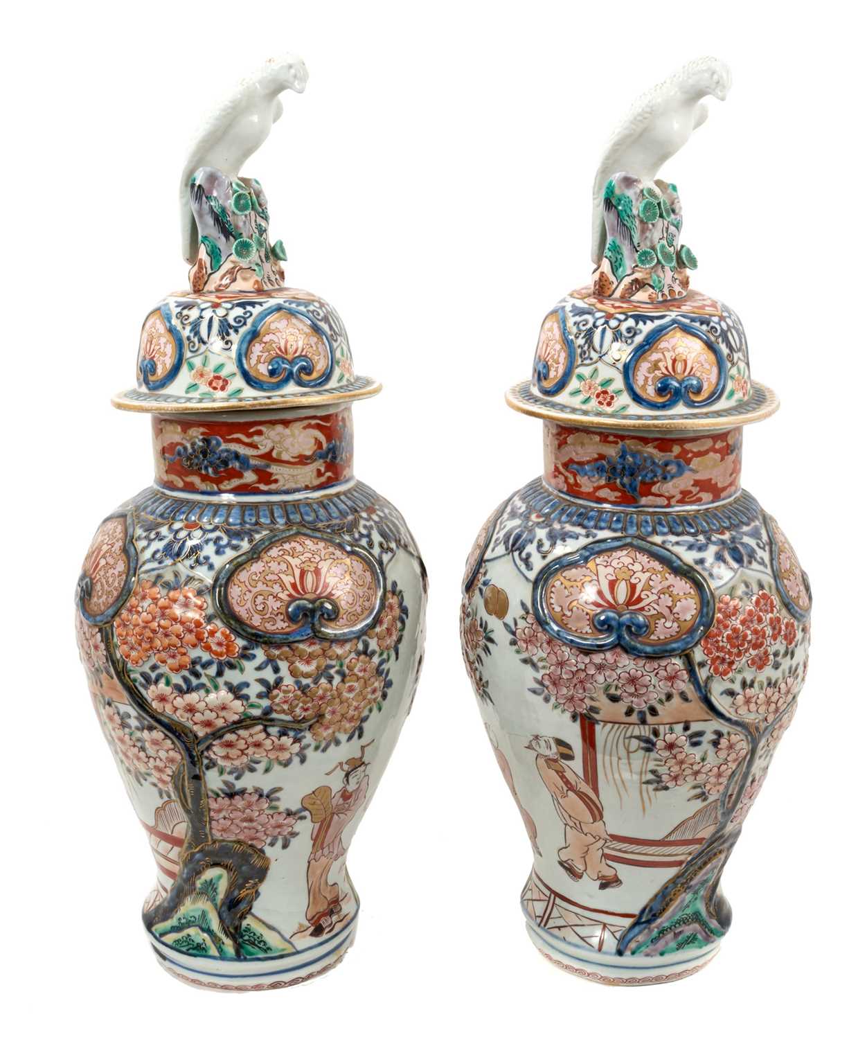 Lot 34 - Large pair of 19th century Japanese Imari vases and cover