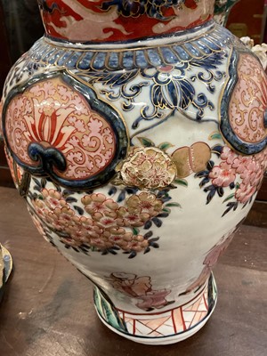 Lot 34 - Large pair of 19th century Japanese Imari vases and cover