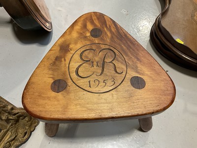 Lot 5152 - 1953 Coronation commemorative stool by Robin Nance, St.Ives and lot teaware