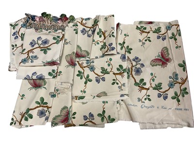 Lot 2577 - A box of fabrics including Pierre Frey Papillion, Beaumarchais and others plus velvets, braids andd tassels