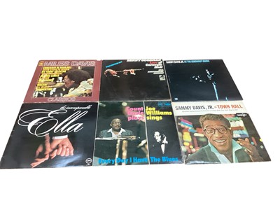 Lot 2714 - Vintage case of LP records including Miles Davis, Duke Ellington, Junior Walker, Sammy Davis Jr, Lena Horne, Oscar Peterson Trio, Mahalia Jackson and Howlin Wolf. Conditions vary
