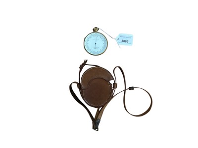 Lot 3065 - Early 20th cenutry lacquered brass pocket barometer with silvered dial by F. Darton & Co. Ltd, London, in a brown leather case, barometer 6.4cm in overall diameter.