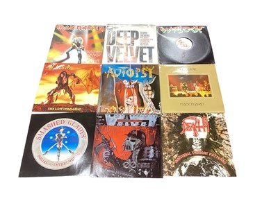 Lot 2743 - Approx 30 heavy metal and rock LP's including Deep Purple, Rock Goddess, W.A.S.P., Diamond Head, Death Angel, Smashed Gladys, Slayer and Autopsy. Also included is Iron Maiden 12" single - Maide...