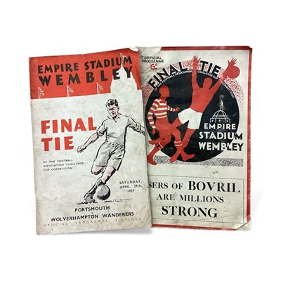 Lot 1264 - Programmes FA Cup Final April 29th 1939 Portsmouth v Wolverhampton Wanderers, FA Cup Final April 28th 1934 Manchester City v Portsmouth signed in centre pages by the 1934 Australian Cricket tour...