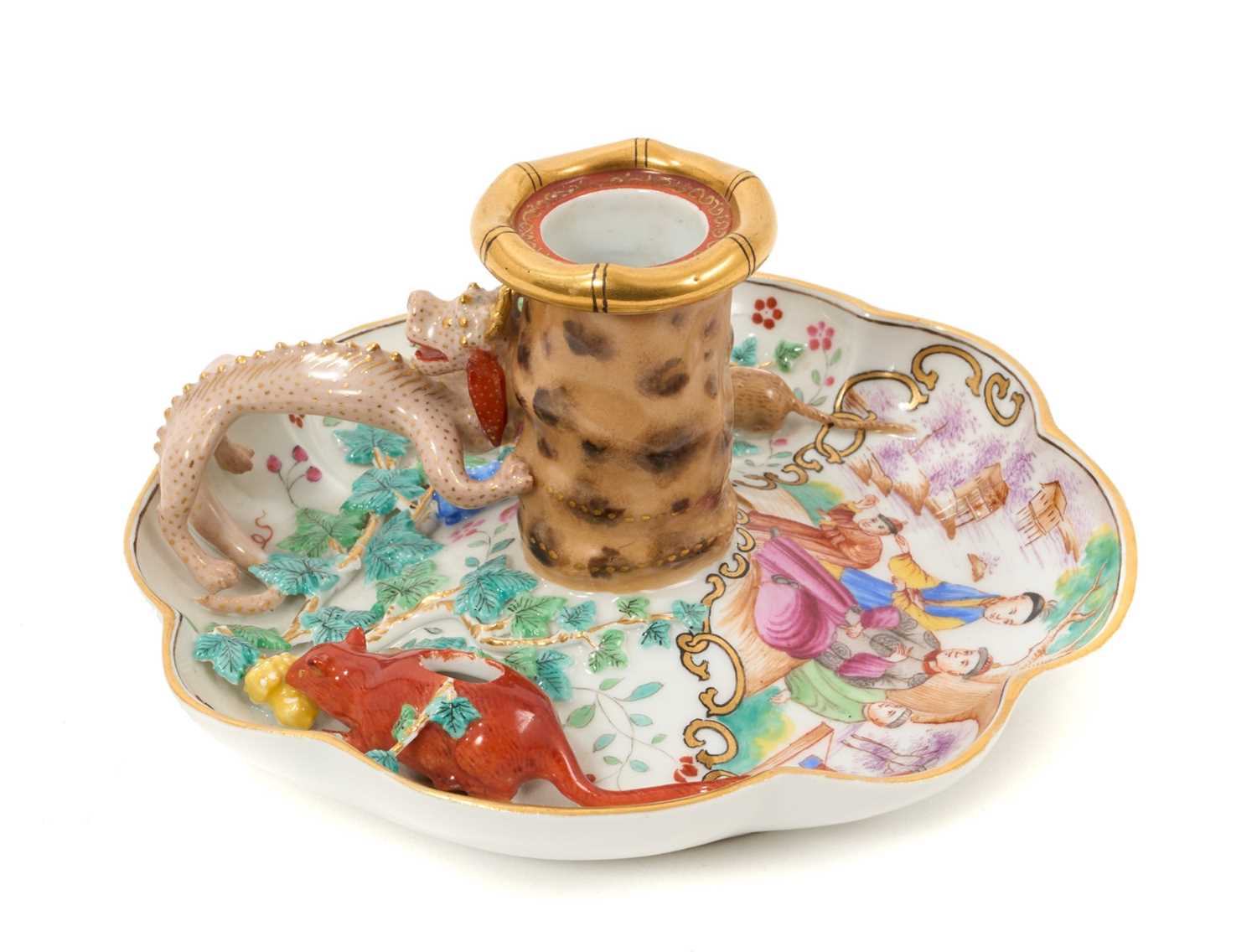 Lot 29 - 19th century Meissen porcelain Mandarin design chamber candlestick