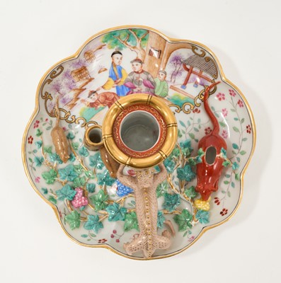 Lot 29 - 19th century Meissen porcelain Mandarin design chamber candlestick