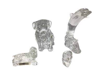 Lot 2397 - Waterford Dolphin together with a Dog, another small dog and a Quail (4)