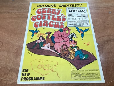 Lot 1273 - Circus posters Gerry Cottles Circus 'Enfield', 'Bournemouth', Circus Reco 'Penzance', Chipperfields Bromsgrove, Sir Robert Fossetts 'Colchester' (5)