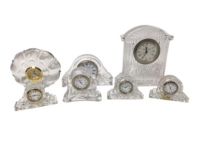 Lot 2401 - Collection of Waterford and other Crystal mantle clocks