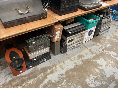 Lot 2776 - Large quantity of audio and video equipment including tape decks, radios, Bose Lifestyle unit, speakers, Alien 504 DVR, etc, all sold as seen
