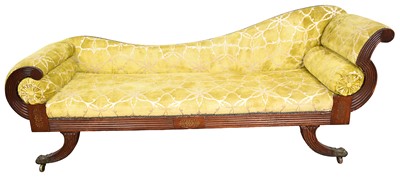 Lot 1282 - Regency mahogany framed chaise longue. Provenance - Shakenhurst Estate