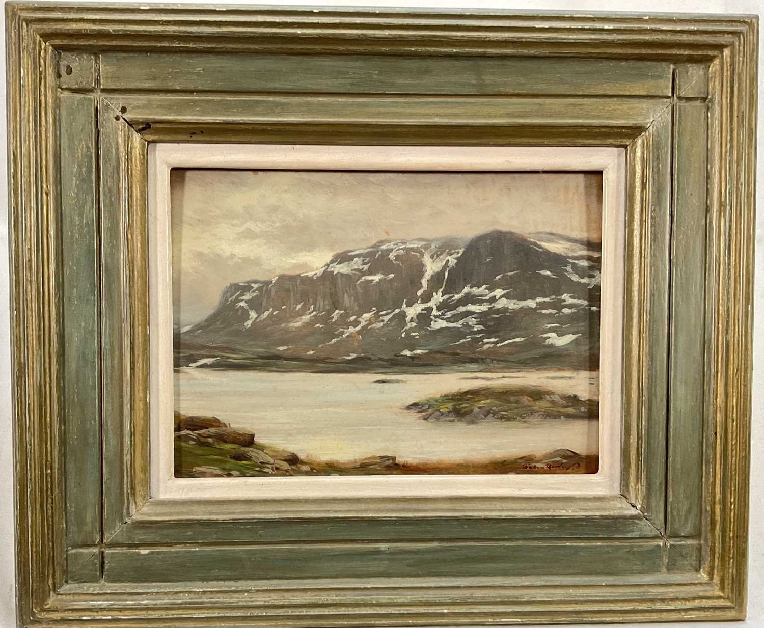 Lot 2 - 19/20th century oil on board, Norway, signed indistinctly 'Robert-', inscribed verso, 16.5cm x 23cm, framed
