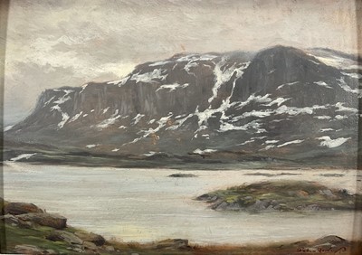 Lot 2 - 19/20th century oil on board, Norway, signed indistinctly 'Robert-', inscribed verso, 16.5cm x 23cm, framed