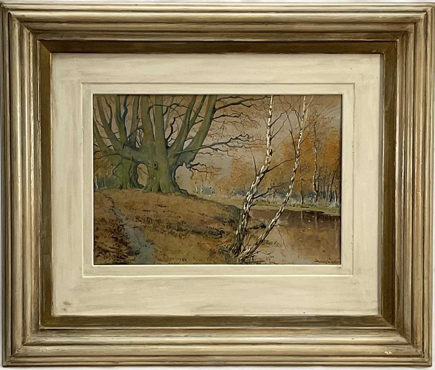 Lot 32 - Sydney Carter, 19th century watercolour, river scene, signed, 19cm x 28cm, glazed frame