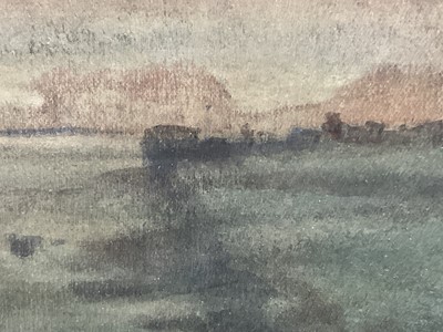 Lot 29 - Henry Boddington (1849-1925) watercolour, Pas de Calais at night, inscription attached verso, 14cm x 25cm, glazed frame