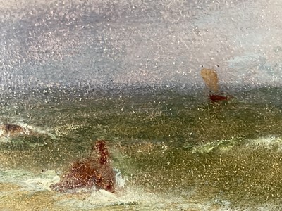 Lot 27 - Robert Watson (1815-1885) oil on board, coastal scene, inscribed Frenchman's Bay (County) Durham and dated 1883 verso, 22cm x 30cm, framed