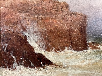 Lot 27 - Robert Watson (1815-1885) oil on board, coastal scene, inscribed Frenchman's Bay (County) Durham and dated 1883 verso, 22cm x 30cm, framed