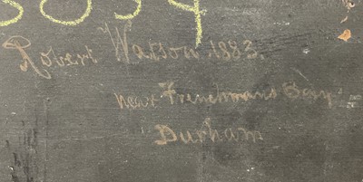 Lot 27 - Robert Watson (1815-1885) oil on board, coastal scene, inscribed Frenchman's Bay (County) Durham and dated 1883 verso, 22cm x 30cm, framed