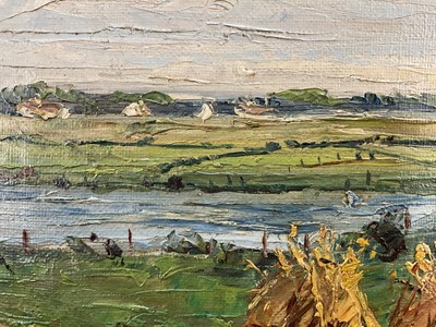 Lot 37 - 20th century oil on canvas, harvest landscape, bearing signature 'Carl Nielsen', 36cm x 46cm, framed