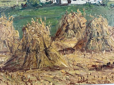 Lot 37 - 20th century oil on canvas, harvest landscape, bearing signature 'Carl Nielsen', 36cm x 46cm, framed