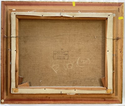 Lot 26 - English School, 20th century oil on canvas, Still life of flowers by a window, 39cm x 49cm, gilt frame