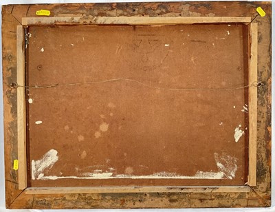 Lot 22 - 20th century abstract mixed media on board, signed D. G. Marshall, 41cm x 56cm, in a maple veneer frame