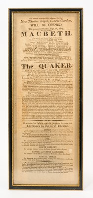 Lot 730 - Historic early 19th century New Theatre Royal, Covent Garden theatre bill