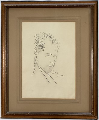 Lot 21 - English school, 1981, pencil on paper, portrait titled 'John', dated to label verso, 37cm x 26cm, mounted in glazed frame