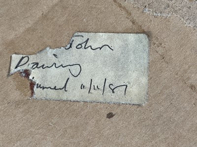 Lot 21 - English school, 1981, pencil on paper, portrait titled 'John', dated to label verso, 37cm x 26cm, mounted in glazed frame