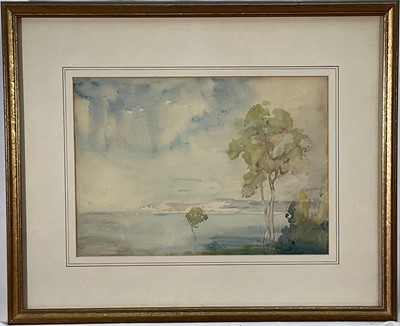 Lot 20 - Continental school, 20th century watercolour, across the bay, indistinctly signed lower left, 25cm x 34.5cm, glazed frame