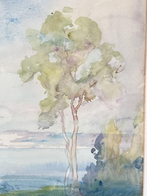Lot 20 - Continental school, 20th century watercolour, across the bay, indistinctly signed lower left, 25cm x 34.5cm, glazed frame