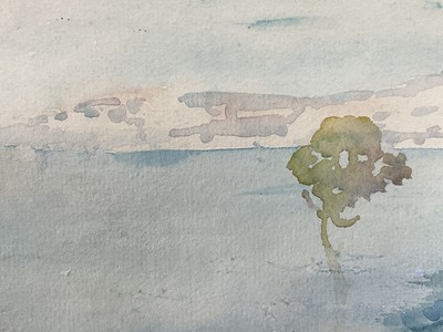 Lot 20 - Continental school, 20th century watercolour, across the bay, indistinctly signed lower left, 25cm x 34.5cm, glazed frame