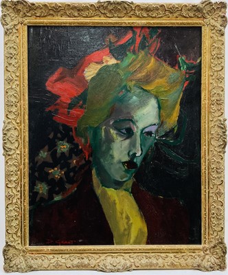 Lot 18 - Manner of Duncan Grant (1885-1978) oil on board, portrait of a woman, signed, 49cm x 39cm, framed