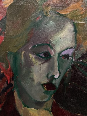 Lot 18 - Manner of Duncan Grant (1885-1978) oil on board, portrait of a woman, signed, 49cm x 39cm, framed