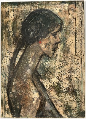 Lot 19 - G. L. Wright mid 20th century English school, oil on canvas, portrait of a woman, signed with initials and inscribed and dated May 1954 verso, 55.5cm x 40cm, unframed