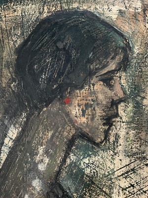 Lot 19 - G. L. Wright mid 20th century English school, oil on canvas, portrait of a woman, signed with initials and inscribed and dated May 1954 verso, 55.5cm x 40cm, unframed