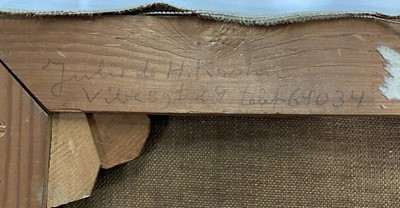 Lot 35 - Julie de Holmberg Krohn (Norwegian 1882-1956) oil on canvas, flowers by the window, signed and dated 1942, inscribed verso, unframed